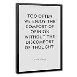Mnyuein Póster de Comfort of Opinion con citas motivacionales, lienzo para decoración de pared, pinturas para sala de estar, dormitorio, marco negro, 61 cm de largo x 91 cm de ancho