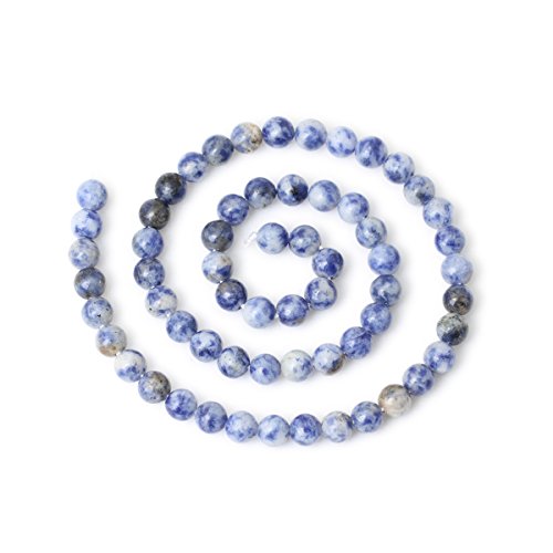 Cheavian 60Pcs 6Mm Natural Blue White Sodalite Gemstone Round Loose Beads For Jewelry Making 1 Strand 15" #TOP1