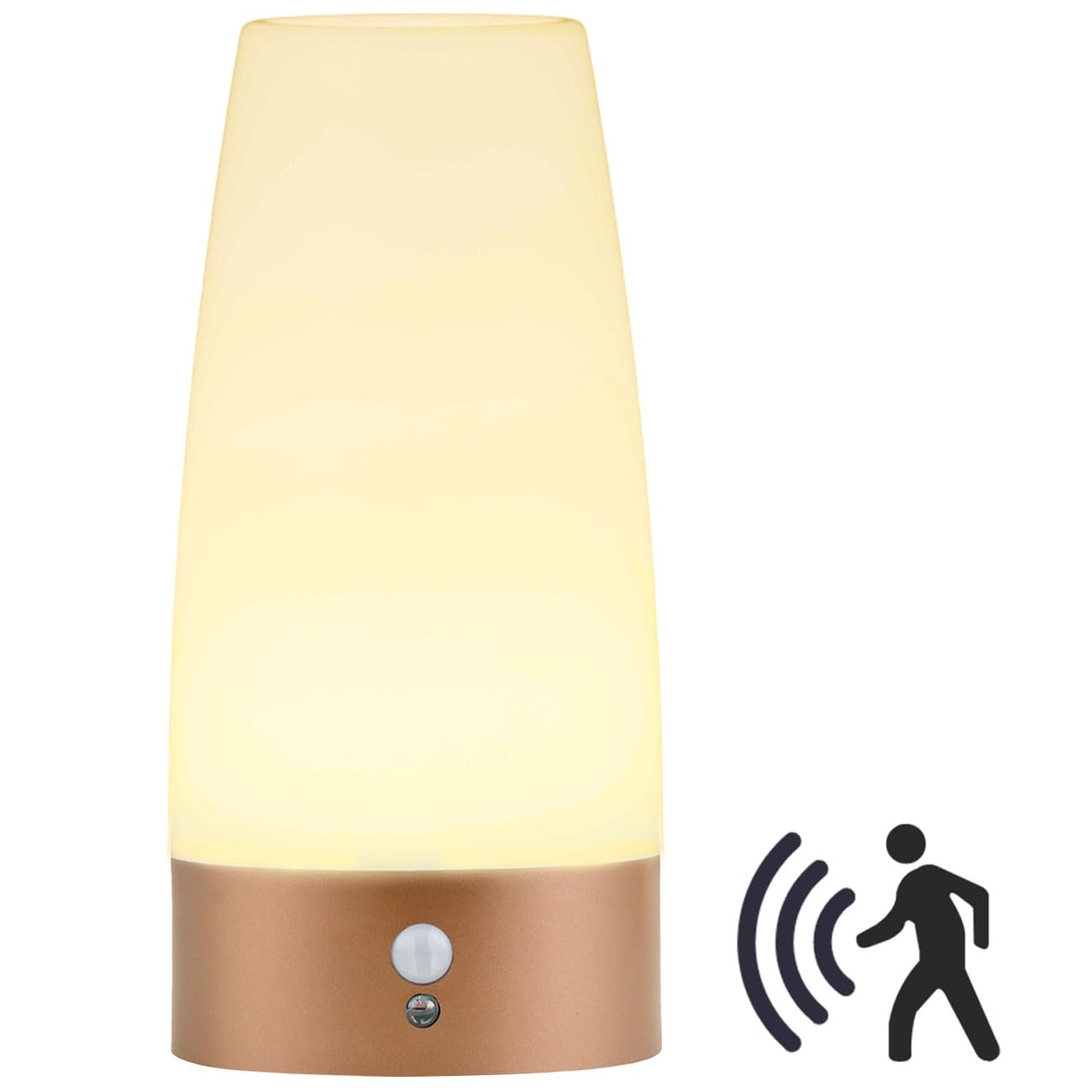ideoon 4er-Set Elegante LED-Tischlampe mit Bewegungsmelder – Kabellose Flurleuchte mit warmweissem Licht – Ideal als Nachtlicht im Schlafzimmer