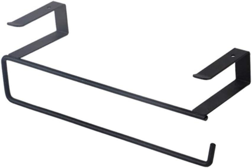 Mumusuki Paper Towel Holder Over Door Rack, Easy Installation No Tools Secure Hanging Space Saving Black