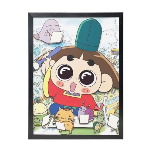 おじゃる丸 (5) 黒枠装飾画 30x40cm リゾートハウス ポリ塩化ビニル製 カスタマイズ可 簡単設置