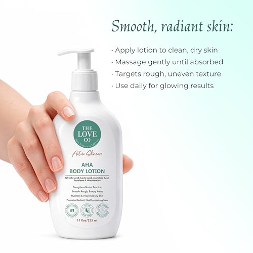 Image of THE LOVE CO 10% AHA + 2% BHA Body Lotion - Nourishing Formula for Dry Skin - Women & Men - Enhanced with Niacinamide, Shea Butter, Vitamin E - 325ml