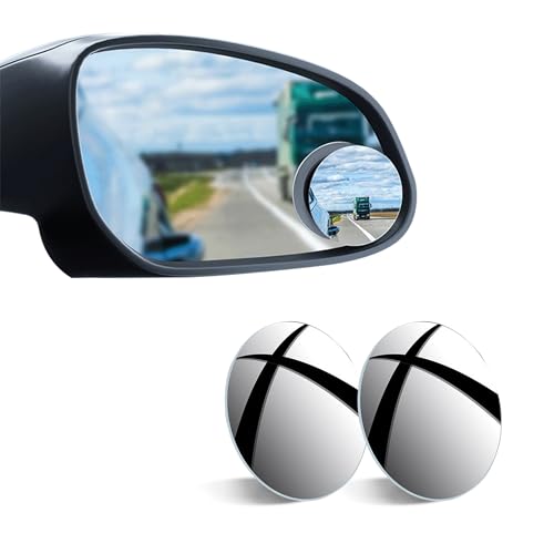 Espejo retrovisor lateral de cristal real para coche, ángulo de 360°, ajustable, 2 unidades (redondo)