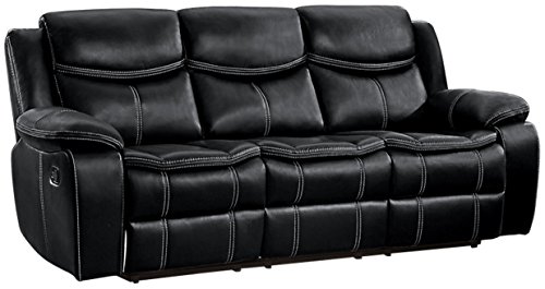Homelegance Bastrop Double Reclining Sofa (Manual), Black
