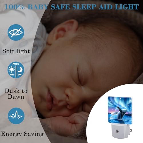 Image of Humpback Whale Breaching Water Night Light for Kids, LED Night Light Plug into Wall with Dusk to Dawn Sensor for Girls Boys Women Men Room Decor, Hallway, Kitchen, Bathroom, Nursery, Stairs