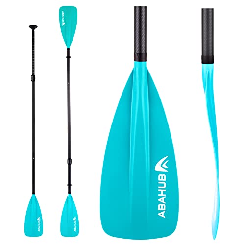 Abahub 4 teilig Carbon SUP 2 in 1 Kajak Paddel, verstellbare Stand up Paddleboard Paddel, leichte Carbonschaft blaues Kunststoffblatt