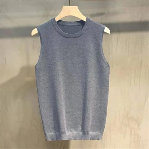 Man Business Crewneck Waistcoat Knitted Sweaters for Men Sleeveless Round Collar Solid Color Vest3