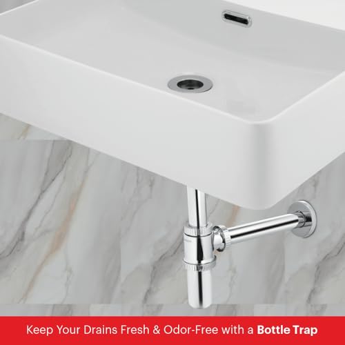 Image of Johnson ABS Bottle Trap for Wash Basin with 190 mm Outlet Pipe | ABS Material | Chrome Plated Glossy Finish with Wall Flange | Anti Cockroach Trap | 1 Year Warranty (Pack of 1)