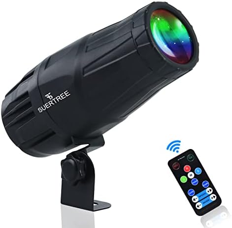 Suertree Pinspot Light with Mini 15W RGBW LED Beam - Remote Control Mirror Ball Spotlight - 4 in 1 Super Bright Stage Spotlight for Parties，DJ, Disco, Bar, Club, Wedding(Black)