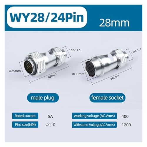 Conector circular WY28 macho y hembra impermeable de 24 pines 3