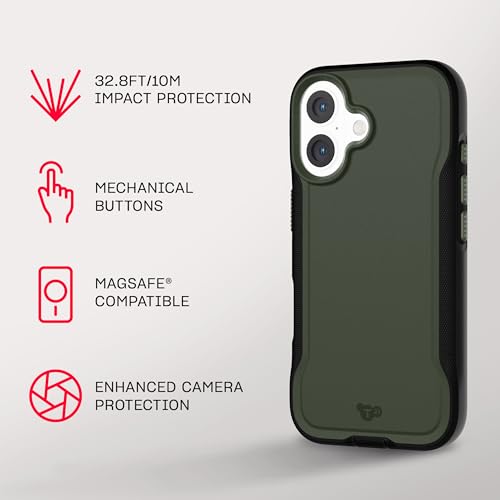 Image of Tech21 EvoPro case for iPhone 16 Compatible with MagSafe - Impact Protection Case 21x Military Standard Tested - in Khaki /Black