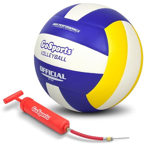 GoSports Balón de Voleibol de competición Interior, Hecho de Cuero sintético, Incluye Bomba de Bola, tamaño y Peso regulados (Elige una Pelota o Seis Paquetes)