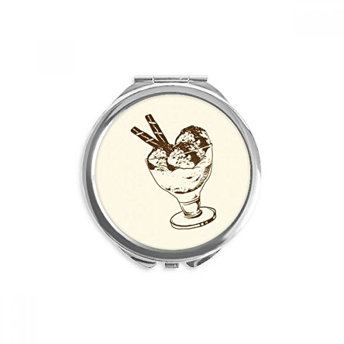 DIYthinker brown chocolate bar ice cream verre boule ronde miroir de maquillage de poche à la main portable 2,6 pouces x 2,4 pouces x 0,3 pouce Multicolore