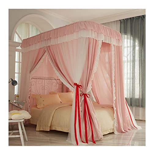 Mosquitera con Dosel Elegante Cortina Opaca Rosa Decorativa de Alta Densidad 180x220 2