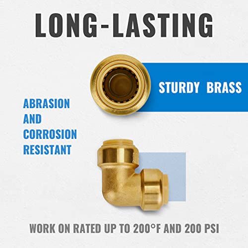 image for SUNGATOR 3/4 Inch 90 Degree Elbow, No Lead Brass Plumbing Fittings Pus