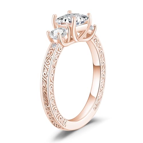 Princess-Cut Wedding Ring Set for Women, 1.6 Carat (ctw) 3 Stone Princess-Cut Moissanite Bridal Sets Wedding Engagement Ring Set, Three Stone White Gold Wedding Band Ring Engagement Ring, Customizable Sterling Silver/10K gold/14K gold/18K gold2