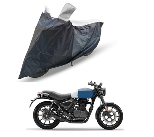 Image of Hunter 350 Two Wheeler Bike Cover Accessories - Dustproof - UV Protection - Premium Bike Cover Black White