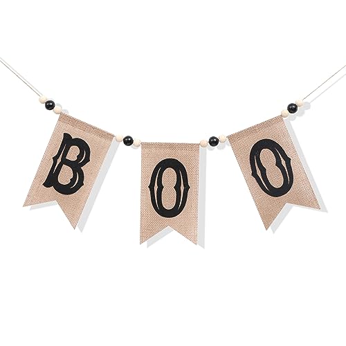 WAHAWU Halloween Boo Burlap Banner - Party Decorations, Happy Boo Day...