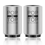 2PCS Automatic Beer Bottle Opener with Magnetic Cap Catcher, Pop The Top Stainless Steel One Handed Lid Opening Spring Loaded Push&Pop for Kitchen Bar Home Restaurant Utensils Beer Accessories Gift