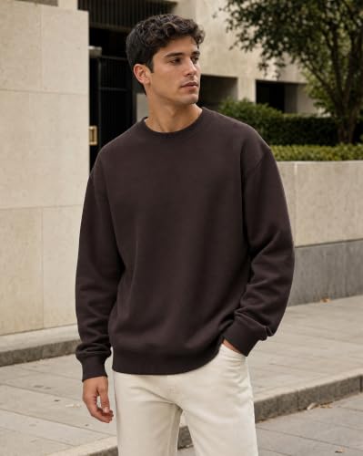 Image of Nobero Oversized Sweatshirts for Man Stylish Crew Neck | 280 GSM Rich Cotton Fleece Solid Oversized Fit Full Sleeve Sweatshirt for Men | Stylish Casual Wear Winter Sweatshirt for Men