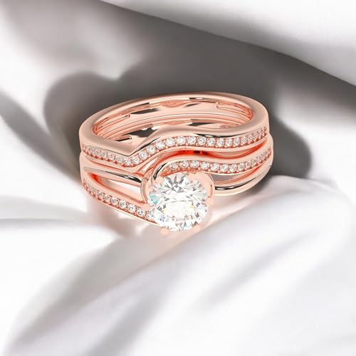 1.10 Carat Round FG/VS Round Diamond Engagement Ring with Matching Band Made in Solid Gold4