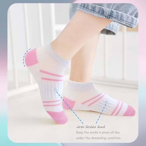 Bemeol 18 Pairs Girls Socks Kids Ankle Socks for Girls Sports Running Low Cut Athletic Sock4
