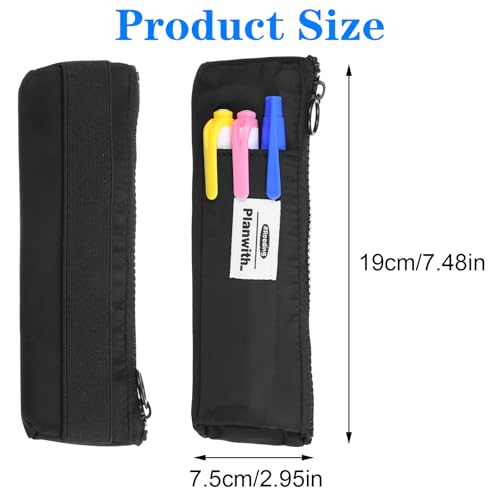 Image of Grevosea Pen Holder for Notebook, Pen Pouch with Zipper and Adjustable Elastic Band Notebook Pouch Journal Pencil Holder for Adult Office College Supplies Planner Accessories (Black)