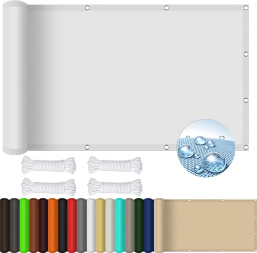 Filet d'ombrage imperméable 1.4x5m avec oeillets bache de protection extérieur blanche