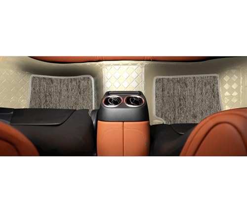 Image of Autofurnish Luxury 9D Car Mat Full Set for Hyundai Creta 2020-23 || Luxury Leather Dual-Stitch Full Set 9D Car Floor Mat || 100% Waterproof || Color : Beige Beige