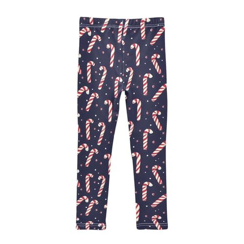 Christmas Candy Cane Polka Dots Blue Girls Leggings Ultra Soft Compression Yoga Gym Pants for Kids 4-10T2