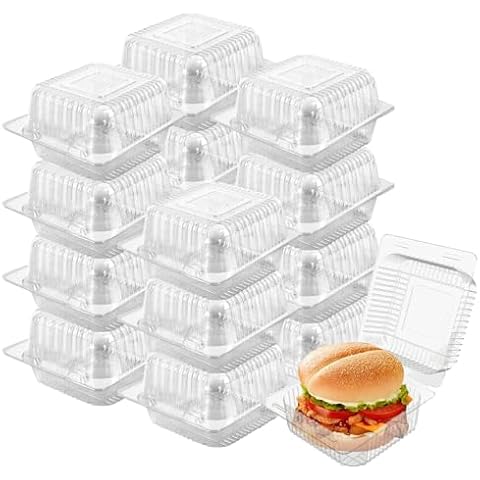 100 Pack Clear Plastic Clamshell Containers by NOUOUIYT Cover