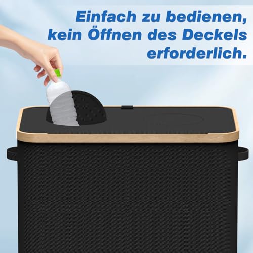 Foumteex Pfandflaschen Sammelbehälter 2 Fächer mit Decke,160L Pfandsammler Organizer and Pfandflaschen Behälter Aufbewahrung, Leergutbehälter fur Recycling Abstellraum Flaschentasche