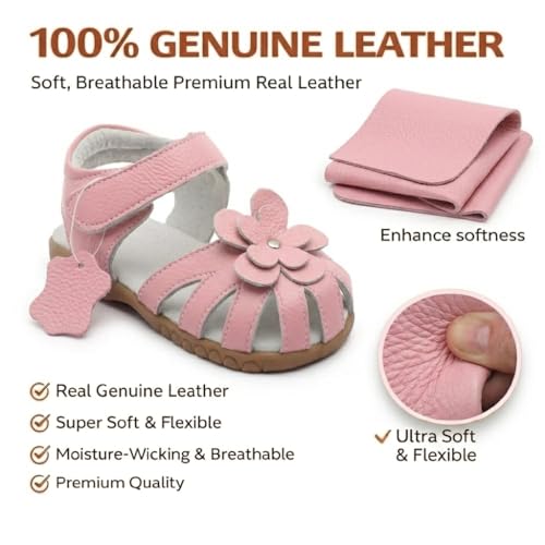 Image of Femizee Toddler Girls Leather Dress Sandals with Adjustable Strap