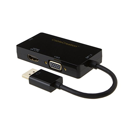 Image of CableCreation Multi-function Displayport to HDMI /DVI /VGA Adapter, 3 in 1 DP Displayport Adapter, Support HDMI 4K x 2K Resolution, Black