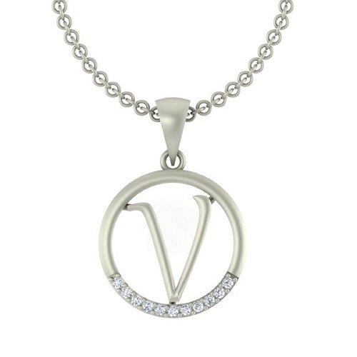 Initial V letter in Circle Silver Gold Plated Jewellery Necklace Pendants Chain alphabet Pendant for Girls Women Men Boyfriend Girlfriend Boys Kids Unisex Valentine Gifts pendant-image-4