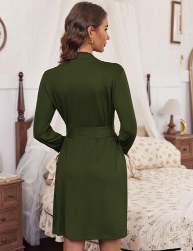 Image of HOTOUCH Womens Robe Lightweight Short Knit Bathrobe Soft Ladies Sleepwear with Pockets