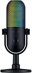 Razer Seiren V3 Chroma RGB USB Microphone: Stream & Game Reactive Lighting - Tap-to-Mute Sensor - Condenser Mic - Digital Gain Limiter & Shock Absorber - PC, Discord, OBS Studio, XSplit - Black