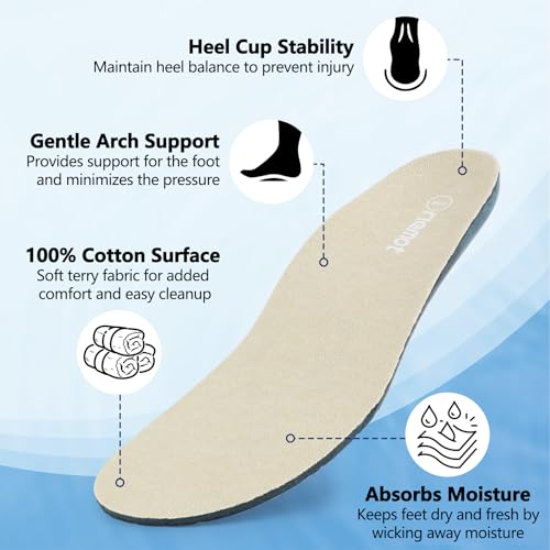 Image of riemot Sockless Terry Cloth Insoles for Women Beige US6 / EU37 | Soft terry cloth, barefoot comfort, moisture-wicking feel, light cushioning, trim-to-fit for loafers, slip-ons and flats