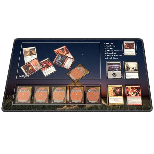 Nkddert MTG Spielmatte, 24x14in TCG Karte Spielmatte genähte Kanten MTG Commander Spielmatte 3mm Dickes Wasserdichtes Bunte Sterne MTG Spielmatte mit Zonen mit Aufbewahrungstasche