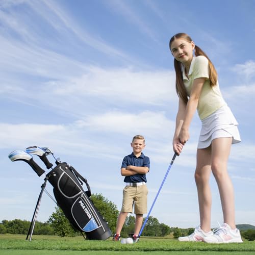 Image of PGA Tour Youth Golf Club Set for Ages 8-12 & 12+ (4'8 inch-5'10 inch), Right and Left-Handed Kids Golf Sets - Beginner Junior Golf Clubs with Lightweight Stand Bag, Mallet Putter, Hybrid, Driver