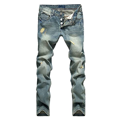 Jeans pour homme pantalon straight denim bleu mode casual