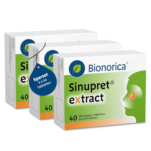 Sinupret® eXtract im Sparset 3 x 40 Stück ? stark bei Nasennebenhöhlenentzündung mit Schnupfen. Löst den Schleim, öffnet die Nase und befreit den Kopf mit der Kombination aus fünf Pflanzen für 65,99 EUR bei amazon.de Bild: Sinupret® eXtract im Sparset 3 x 40 Stück ? stark bei Nasennebenhöhlenentzündung mit Schnupfen. Löst den Schleim, öffnet die Nase und befreit den Kopf mit der Kombination aus fünf Pflanzen für 65,99 EUR bei amazon.de