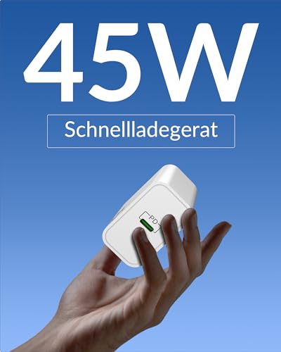 45W Ladegerät USB C Ladekabel für Google Pixel 10/9 Pro XL Fold, 9a/8/8a/7/6, Samsung Galaxy S25 S24 S23 Ultra, iPhone 17 16 15 Pro Max, Charger Schnellladekabel 2M + USBC Schnellladegerät Netzteil – Bild 3