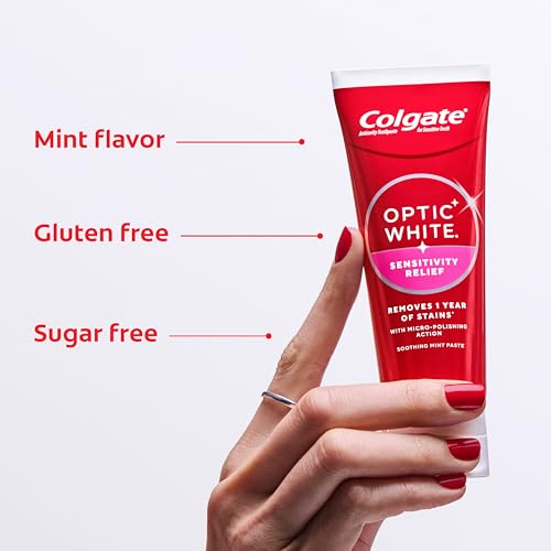 Colgate Optic White Sensitivity Relief Whitening Toothpaste, 3 Pack, 3.8oz - image 7