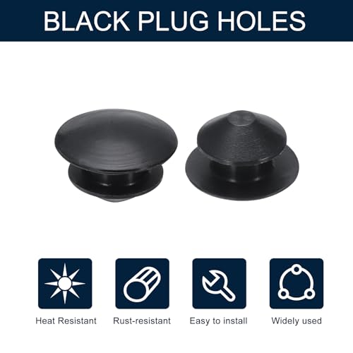 Image of uxcell 10pcs 1 /2 Inch (12mm) Black Silicone Hole Plugs