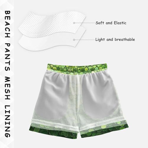Pigsaly Boys Swim Trunks Green Moss Green Gradient Flashing Glitter Boys Board Shorts Swimsuit Swimwear Bathing Suit 2T4