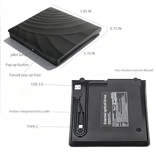 Lecteur Blu-ray externe USB C avec graveur CD DVD pour PC et Linux
