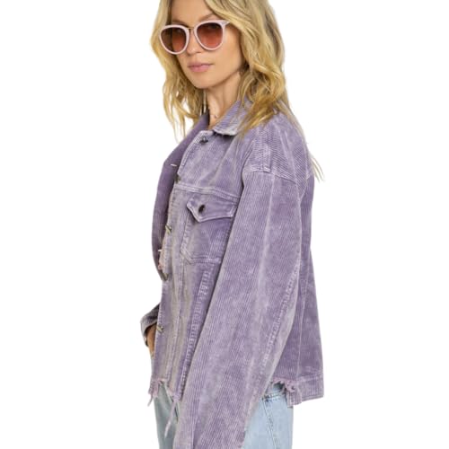 POL Clothing Relaxed Fit Corduroy Trucker Jacket in Lavender (US, Alpha, Large, Regular, Regular) - Main Image