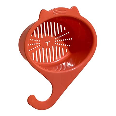 vreplrse Sink Drain Basket Anti Clogging Kitchen Strainer Rack Multifunctional Filter, Orange Red Cover
