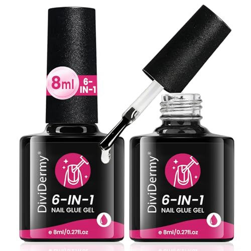 2 Pcs 6 en 1 Nail Glue, Geles Para Extensión De Uñas, Pegamento Postizas De Nail Extend Pegamento, Necesita Curar Bajo UV Lámpara, Para Uñas Claro Tips Y A Presión